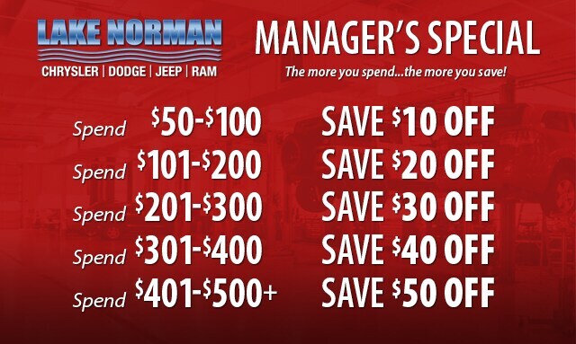 lake norman chrysler oil change coupon